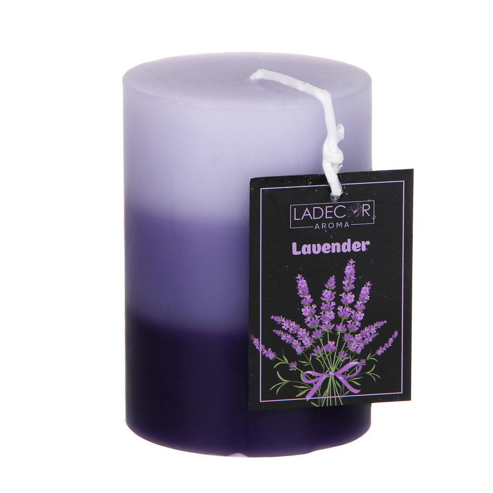 Свеча LADECOR ароматическая, 7x10 см, аромат лаванда /508-841