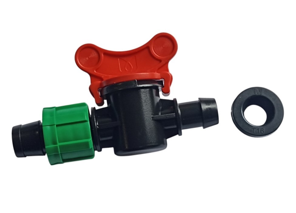 Старт-коннектор для капельной ленты с краном под упл. резинку д-39