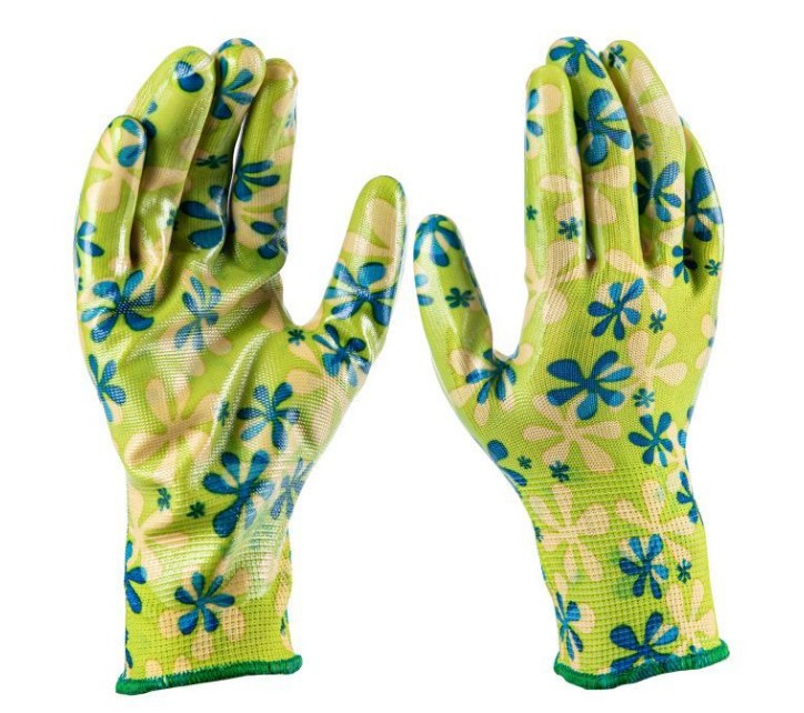 Перчатки полиэстер с нитрильным обливом, зеленые, L// Palisad/67743