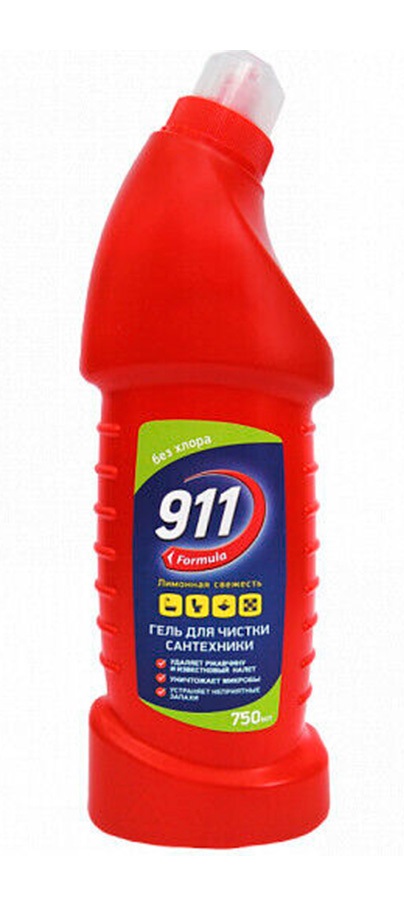 Гель для чистки сантехники "911" Лимонная свежесть 750 мл/4926